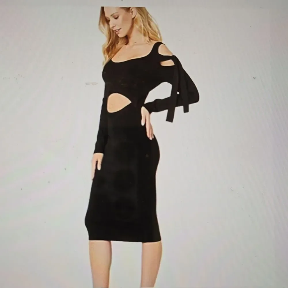 Bebe‎ Cold Shoulder Ribbon Dress size large NWT